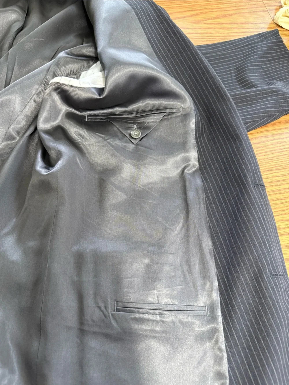 46R Kenneth Cole Suit Jacket 2 Button Pin Stripe Gray- Wear w/ gray slacks/jeans